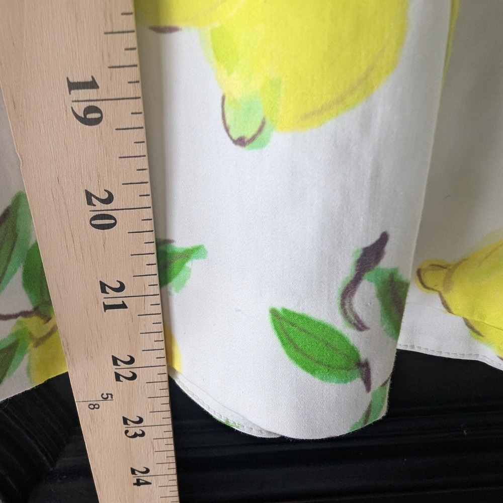 Kate Spade NY Lemon Print Peplum Top White Yellow Bows Structured Preppy Sz 2‎ - Picture 5 of 8